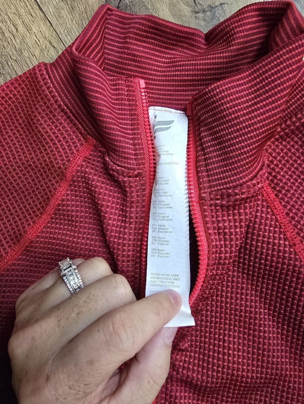 Fabletics Women's Red Waffle-Knit Half-Zip Sweater